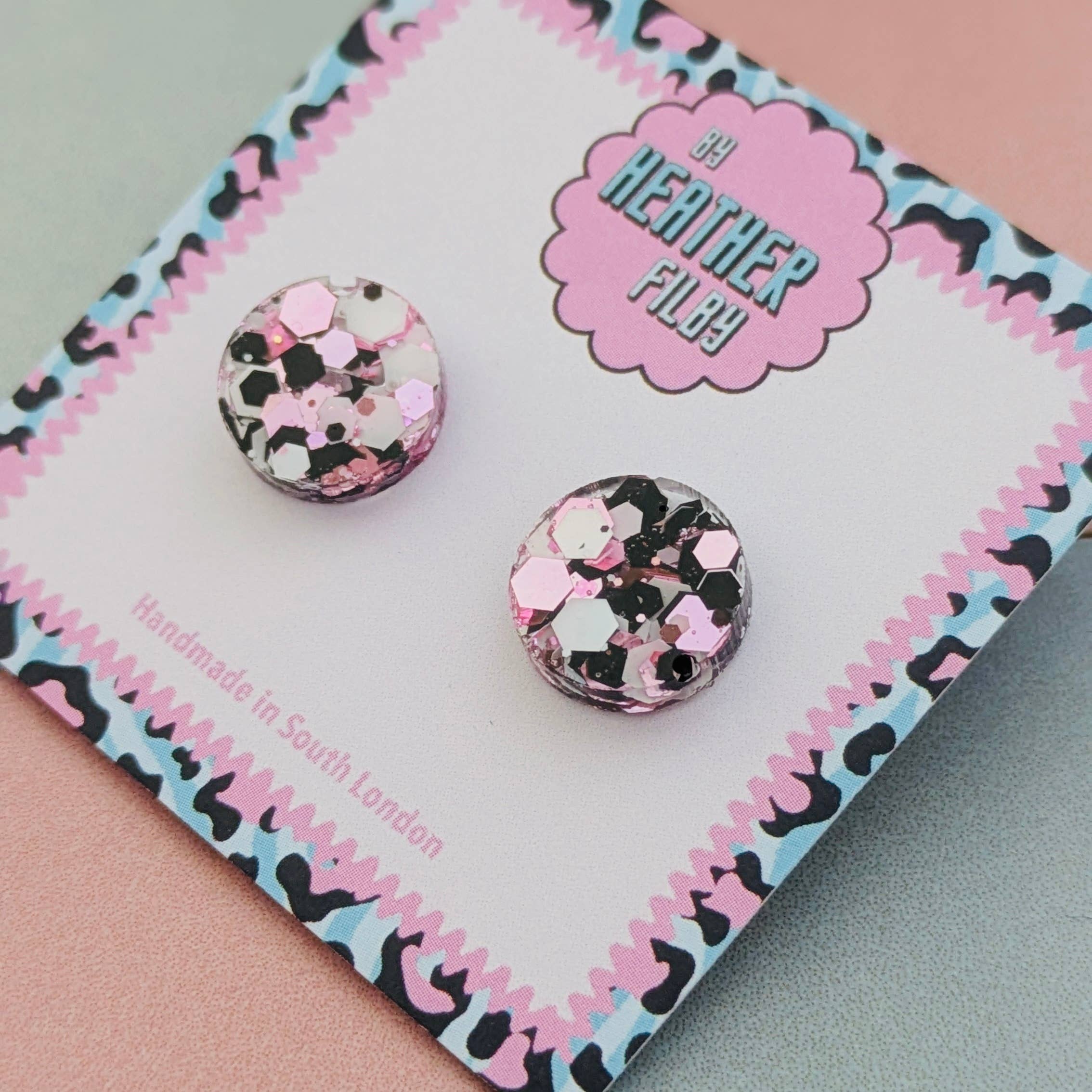 By Heather Filby – wholesale Stud/post earrings – Glitter Circle Stud Earrings (MORE COLOURS) - Best Seller19