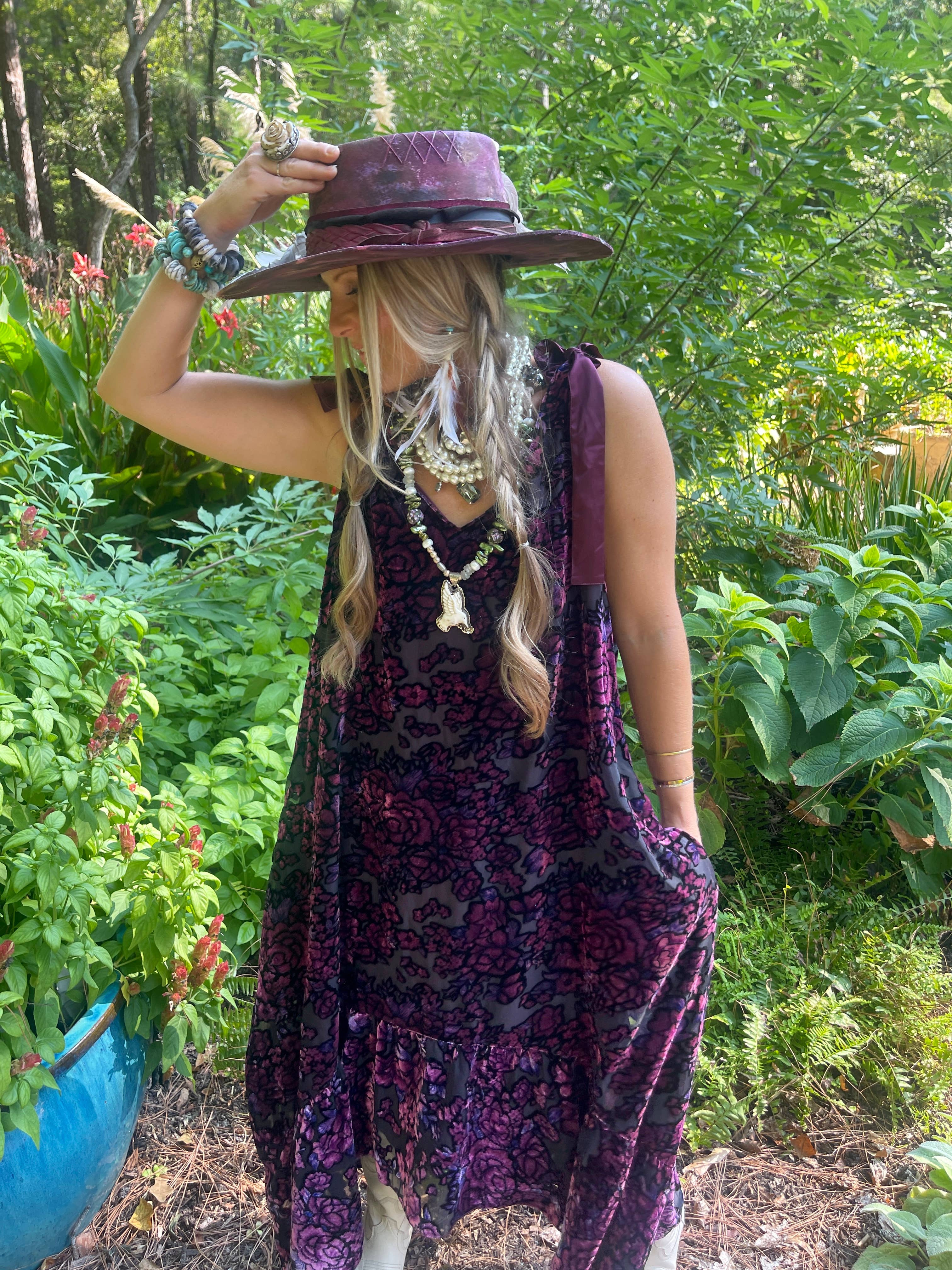 A Rare Bird Shop - Wholesale Dress - Women's - Magenta Burnout Velvet High Low Dress1