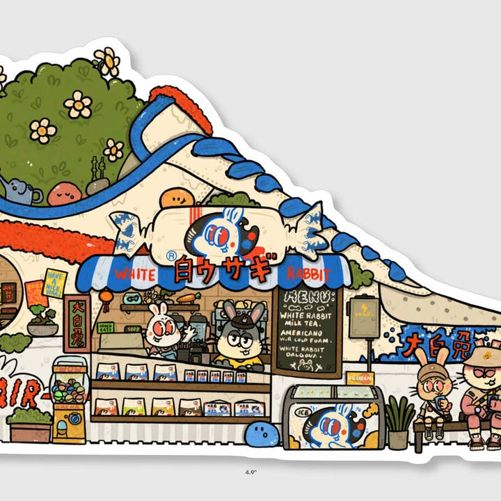 Adesivo in vinile White Rabbit per la vendita all'ingrosso da parte di sushiboiiiyy