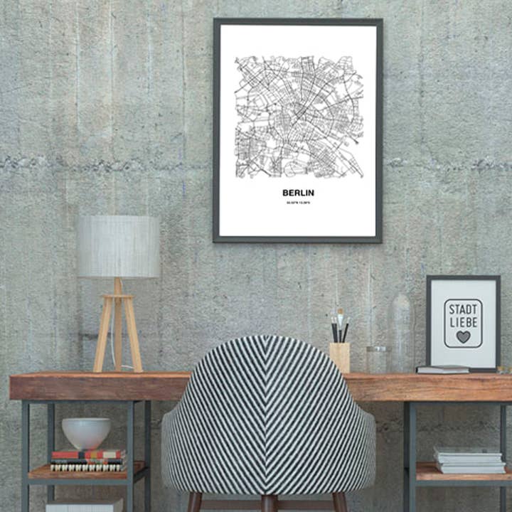 Stadtliebe® | Hamburg kort svartvitt konsttryck DIN A3 för wholesale av Stadtliebe®