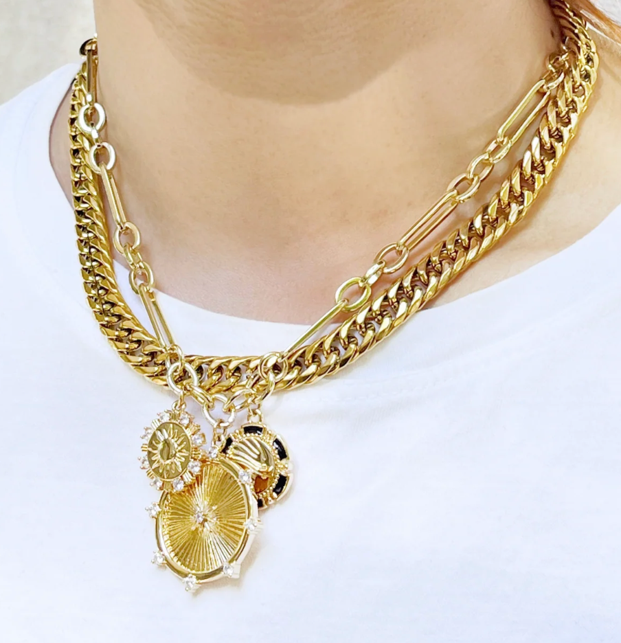 HoopLa – Großhandel Gliederhalskette – Halskette mit 8-zackigem Rad-Medaillon und Sonnenanhänger 4