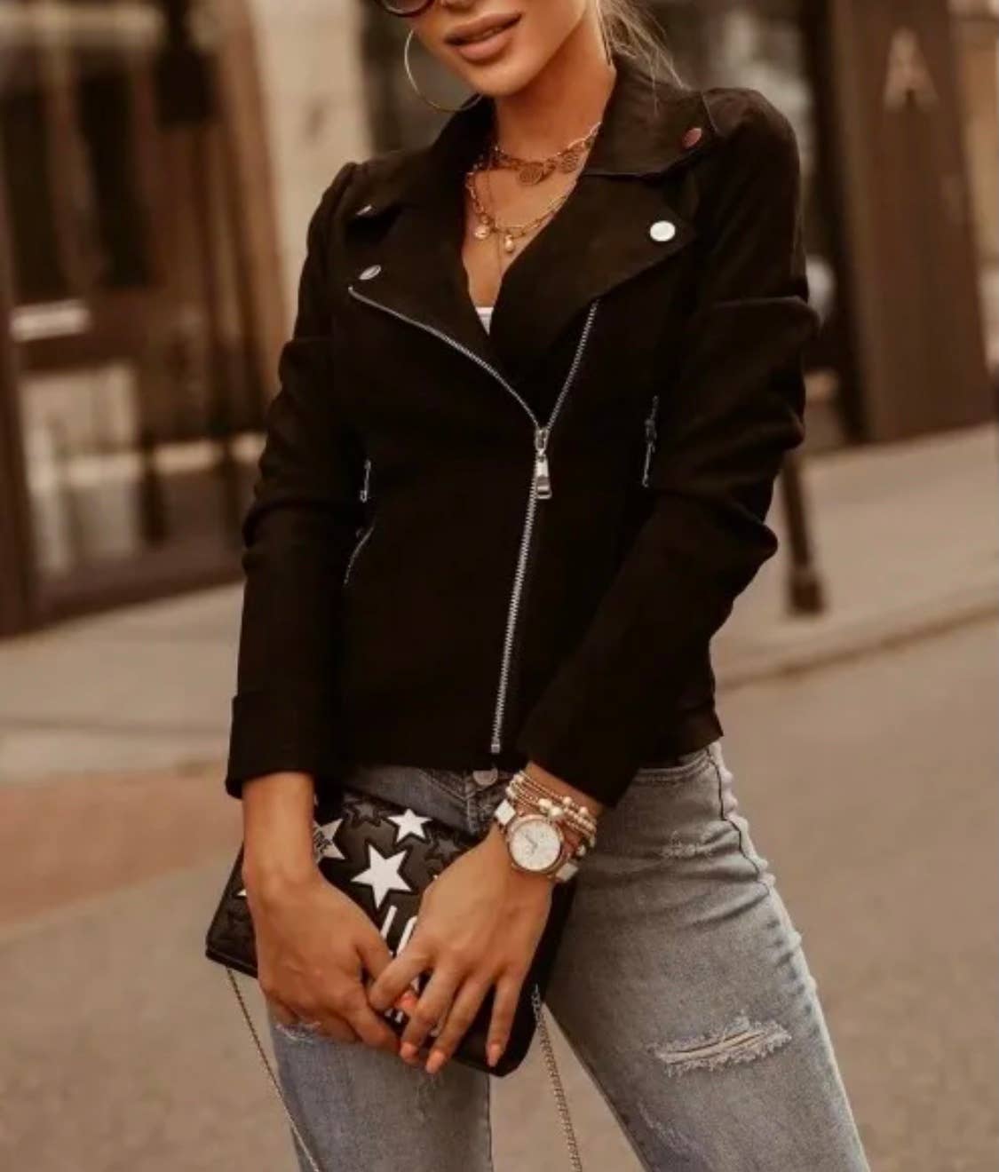 LOOWIE - Wholesale Jacket - Women's - ES130 Black 4 Jacket Pack Italian Vegan Perfecto Fall Suede0