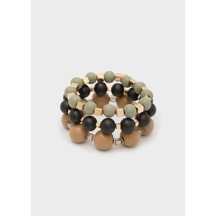 NALI' - Wholesale Beaded Bracelet - OLGA ELASTIC BRACELET W/  BEADS BLACK - N641