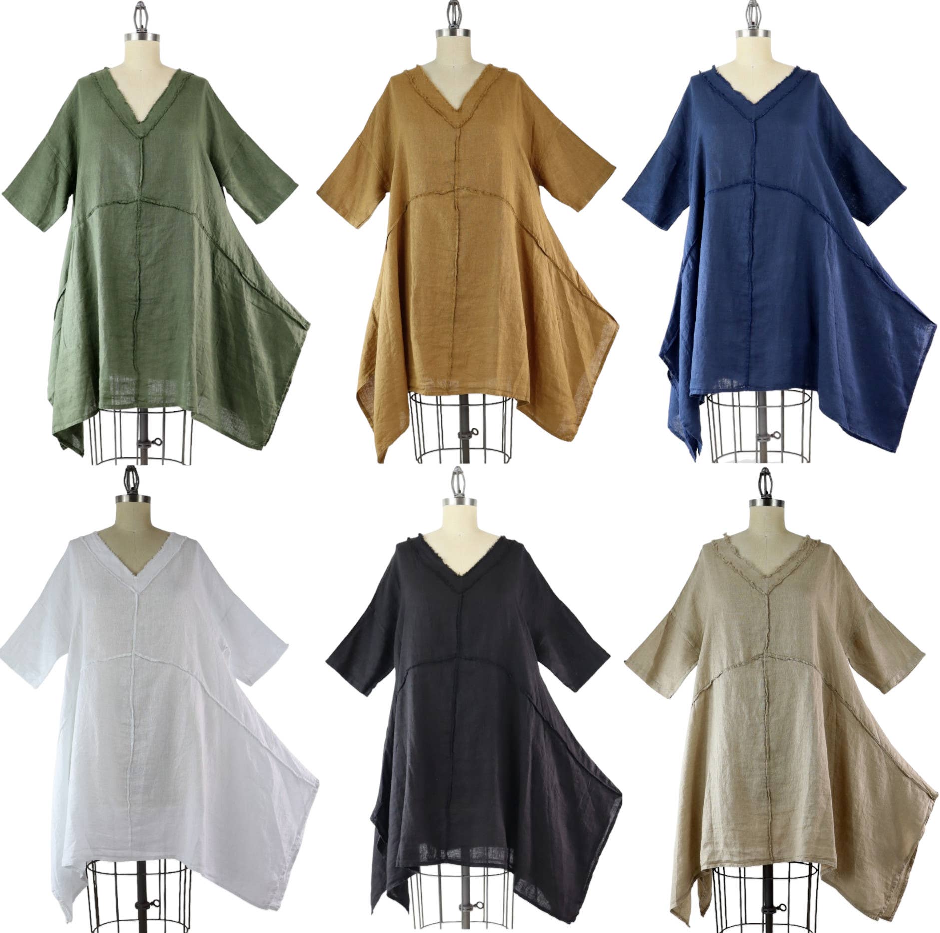 LINEN AND GAUZE - Wholesale Tunic - Women's - Asymmetrical and chic One size Premium washed Linen Tunic1