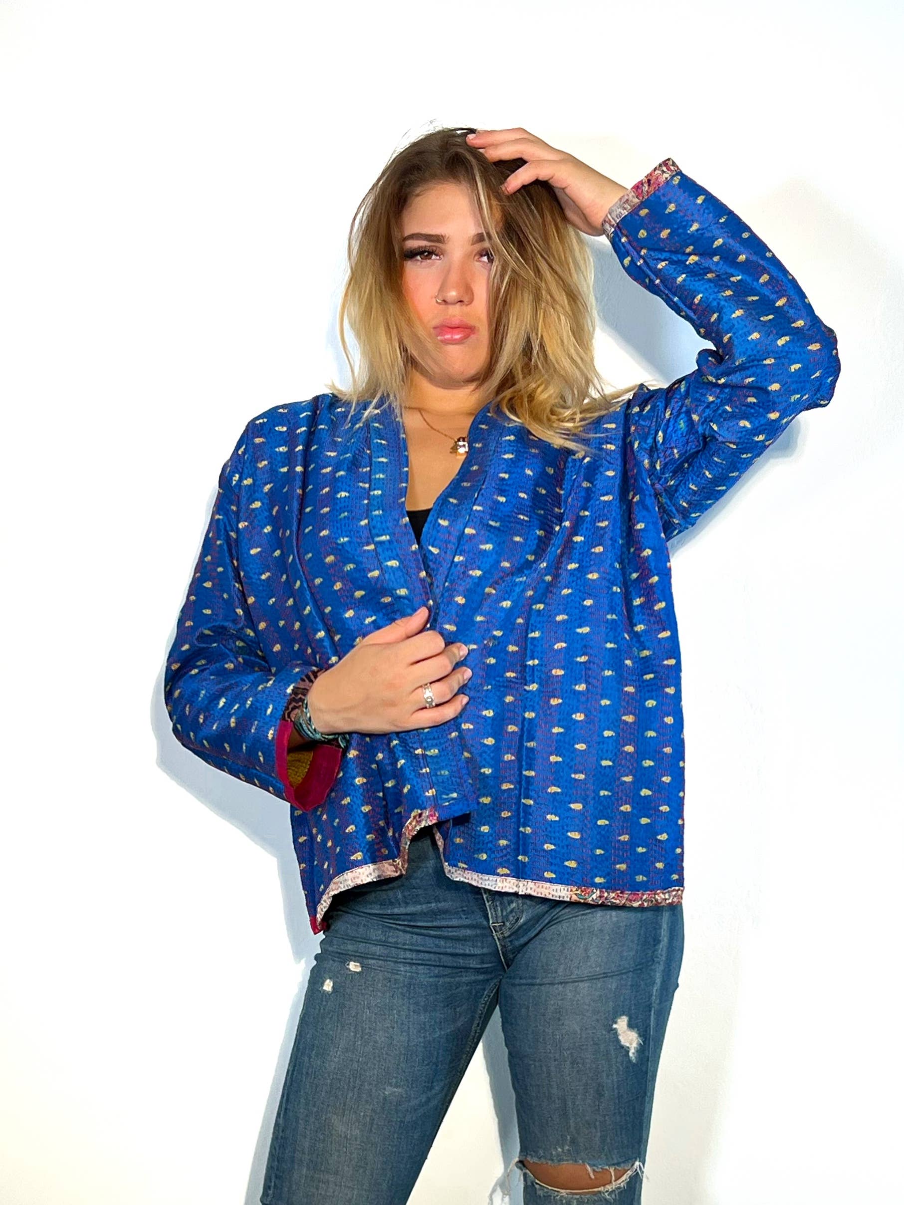 Kinomy - Vente Veste – femme - Veste courte réversible patchwork style kimono8