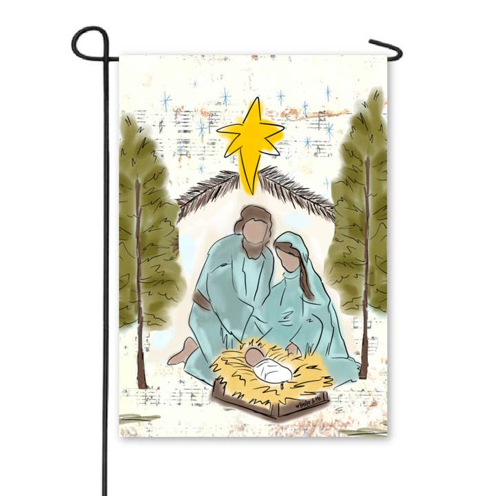 Baxter & Me - Wholesale Flag - Starry Night Nativity Garden Flag