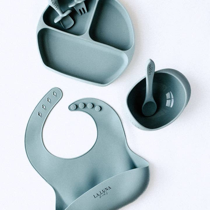 Silicone Feeding Set Blue for wholesale by La Luna Kids