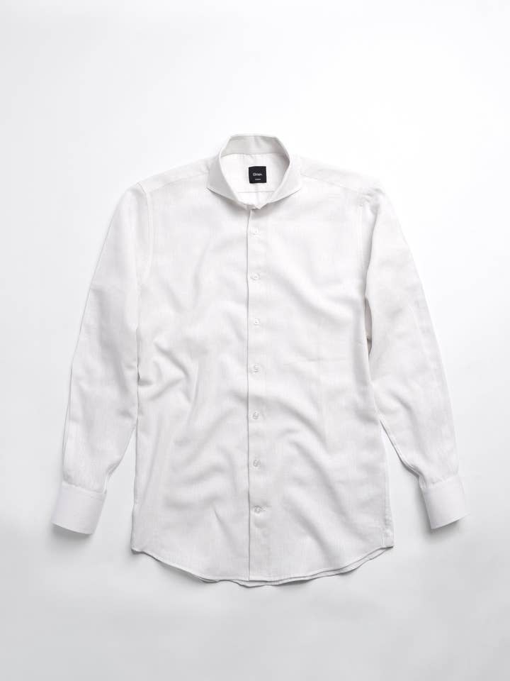 Camisa Branca de Algodão-Linho por atacado de BRISK