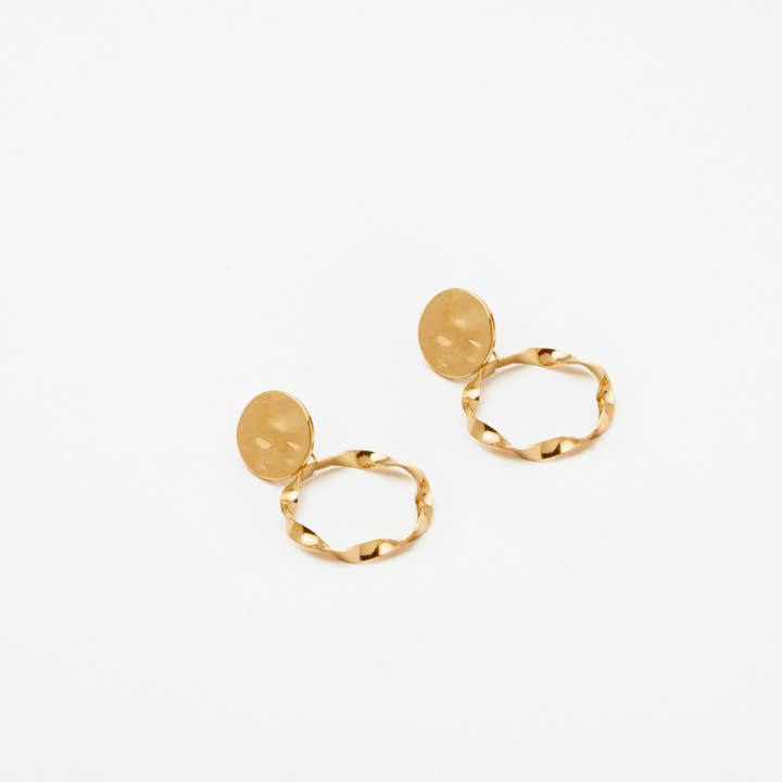 Gold Skylar - Circle Drop Earrings for wholesale on Faire1