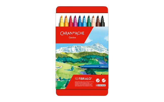 Caran d'Ache - Wholesale Markers - Kids & Baby - Set of 10 FIBRALO™ Fibre Pen Markers in Metal Box