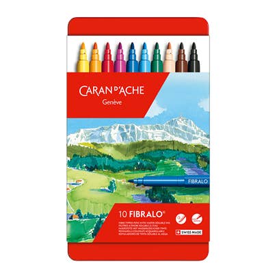 Caran d'Ache - Wholesale Markers - Kids & Baby - Set of 10 FIBRALO™ Fibre Pen Markers in Metal Box0