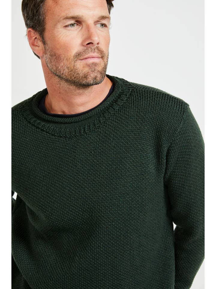 Aran Woollen Mills - Wholesale Knit Sweater - Men's - Moycullen Roll Neck Sweater - Green4