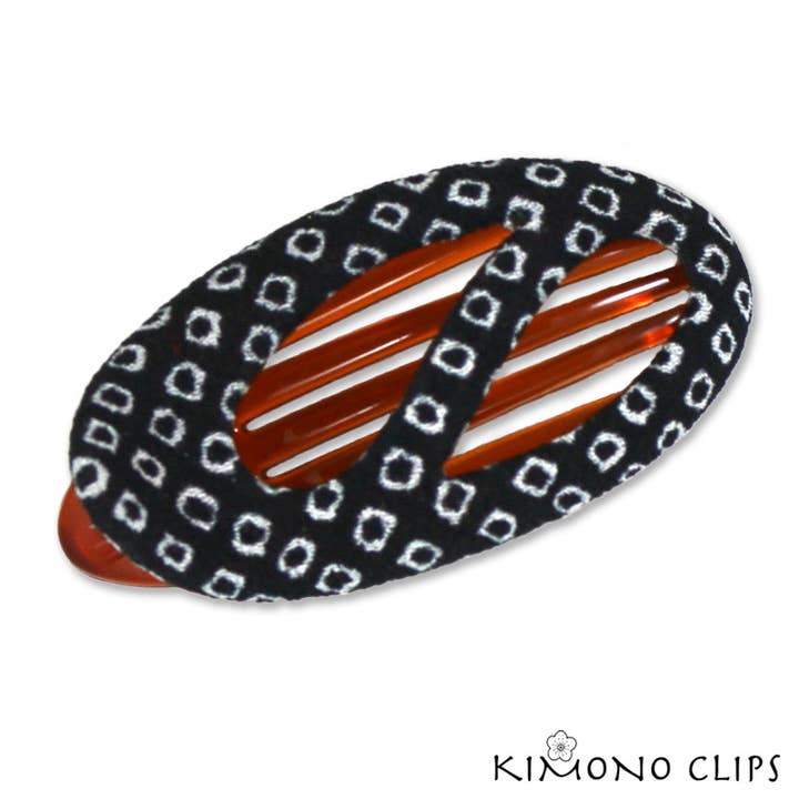 Kimono Clips – wholesale Hair clip – Women’s – 355-shb/blk Oval Swirl Shibori Black