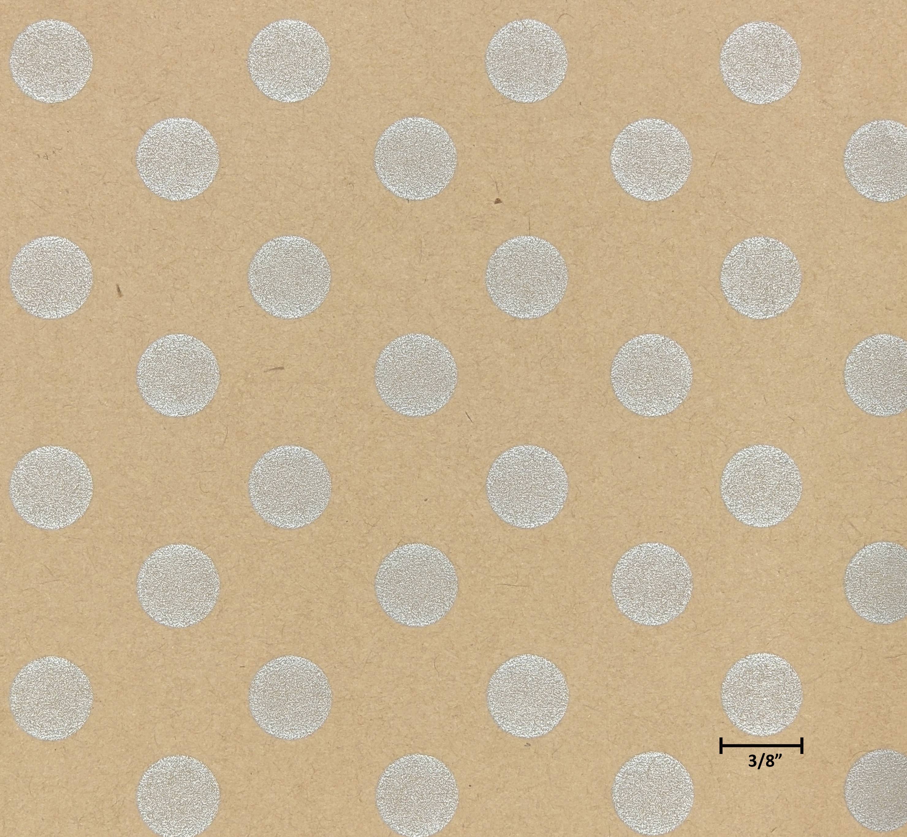 Ofelia & Co. - Vendita all'ingrosso Rotoli di carta da regalo - Carta da regalo kraft naturale con pois argento - 61 cm x 9,1 m3