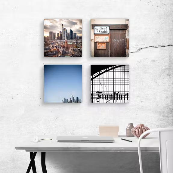 Kila-Photography - Deine Stadt auf Holz - Vente Affiche d'art - carré photo 15x15cm - Francfort sur bois0