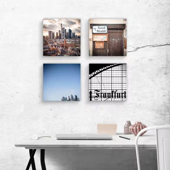 foto cuadrada 15x15cm - Frankfurt sobre madera para venta al por mayor de Kila-Photography - Deine Stadt auf Holz