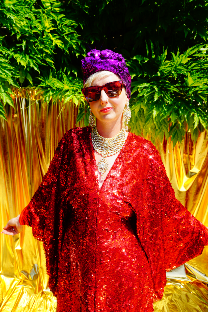 Fumbalinas – wholesale Kaftan – Women's – Red Holographic Sequin Maxi Kaftan Gown / Kimono Robe15