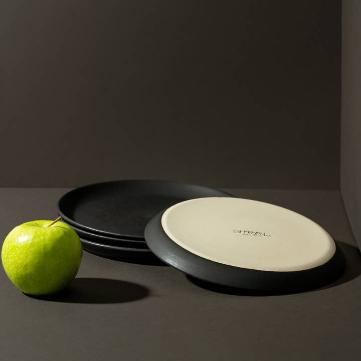 GHARYAN Stoneware & Olive Wood Tableware | Ships from USA - Wholesale Dinner Plate - Handmade Stoneware Flat Dessert Plate | Epa 7.9"1