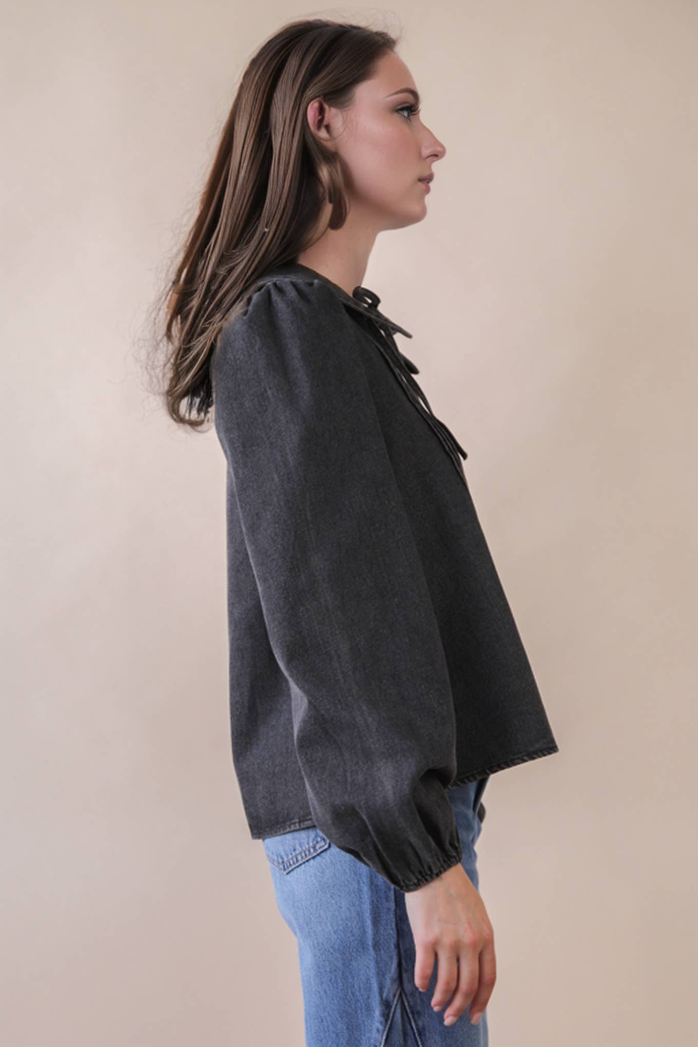 VERY J - Venta al por mayor Blusa - Mujer - Blusa Top de Mezclilla Chambray Lavado Mineral NT122338