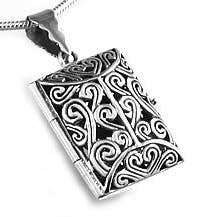 Silver Insanity - Wholesale Locket necklace - Sterling Silver Aromatherapy Filigree Locket Book Pendant for Essential Oils2