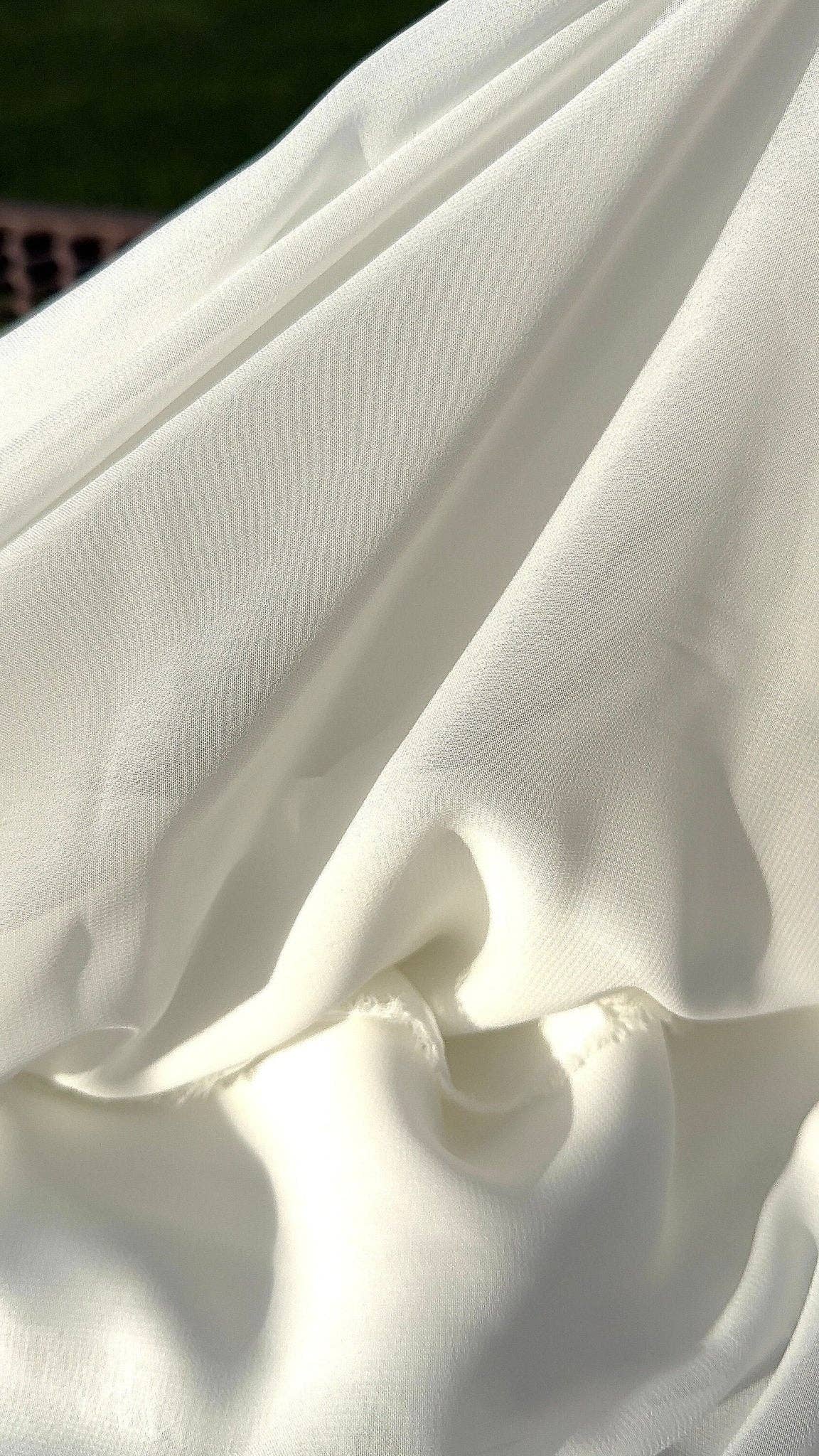 GalaTextile – wholesale Craft supplies – Off White Chiffon Fabric By Yard, Sheer Fabric Light Weight Chiffon White Bridal Material for Gowns Drapes, Dress Arch Draping Fabric Crafts3
