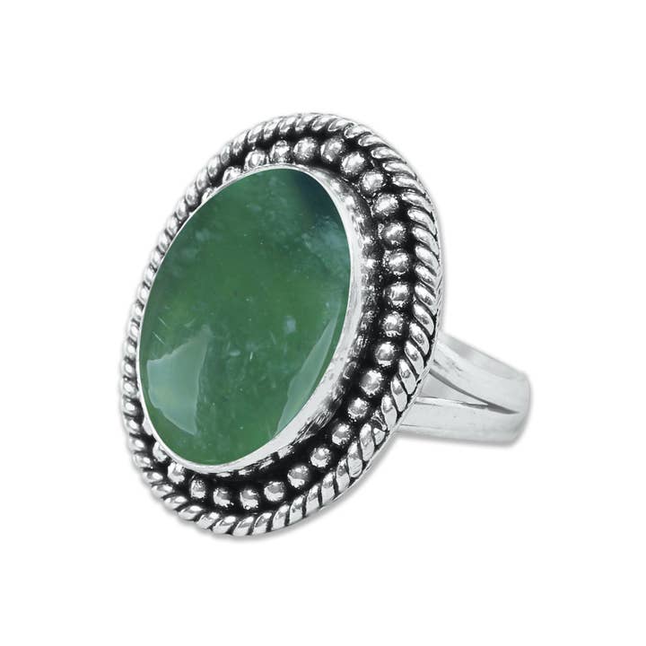 Handmade Jewels - Wholesale Cocktail/Statement Ring - Nephrite Jade Rings – Handmade, Silver-Plated, Bohemian (Made To Order)6