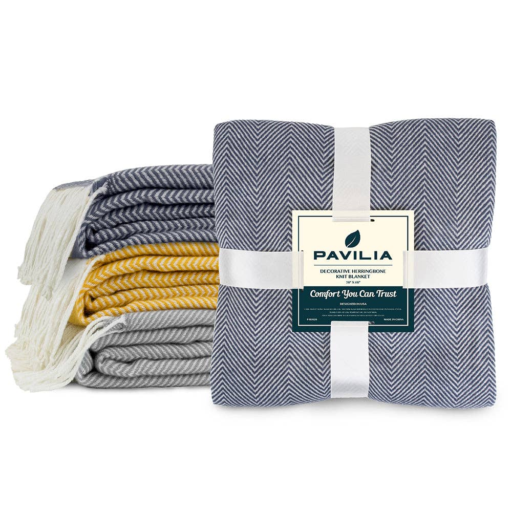 Pavilia - Wholesale Throw Blanket - Herringbone Knit Fringe Throw Blanket3