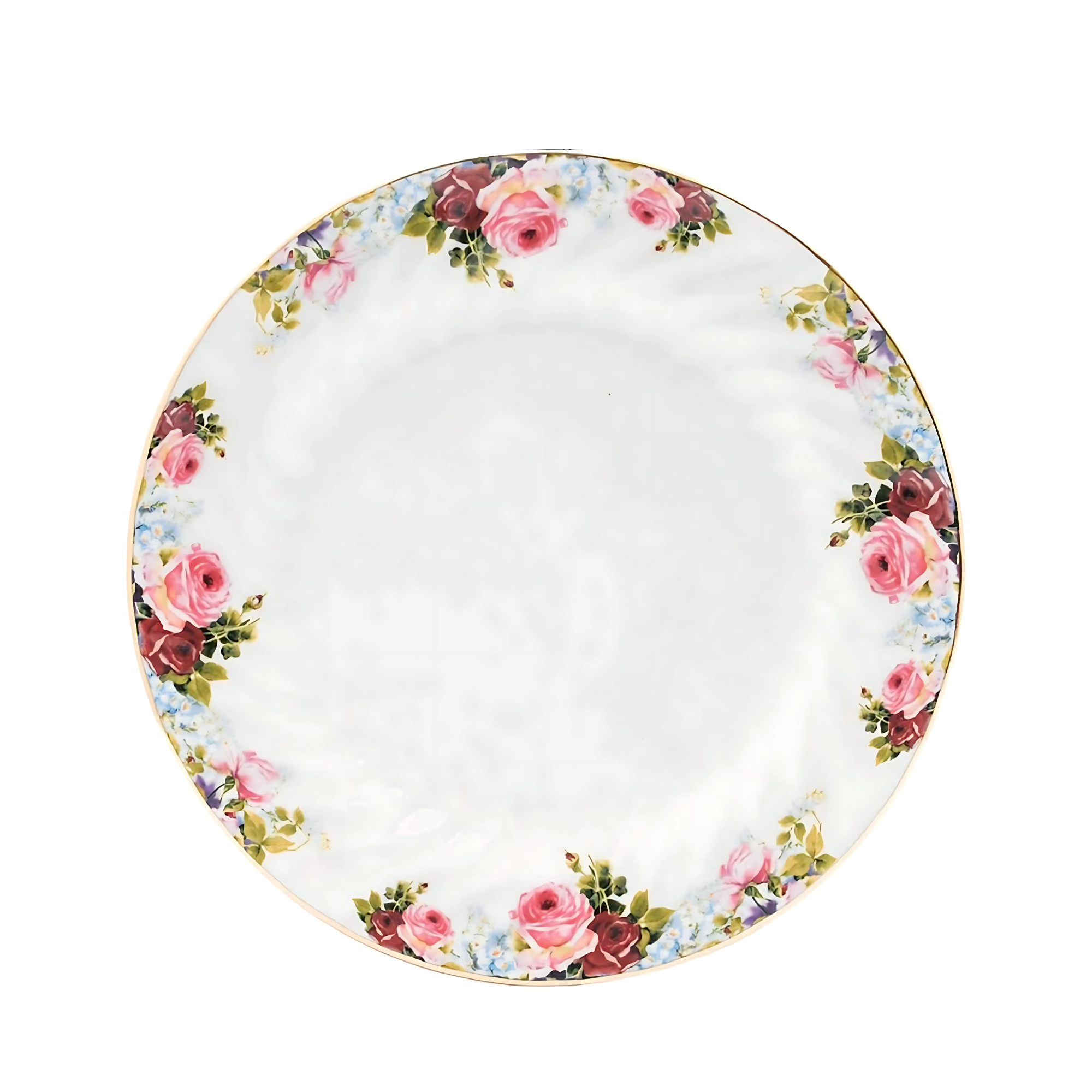 Lynns - Wholesale Dinner Plate - *Floral 7½-Inch Porcelain Dessert Plate with Rippled Swirls6