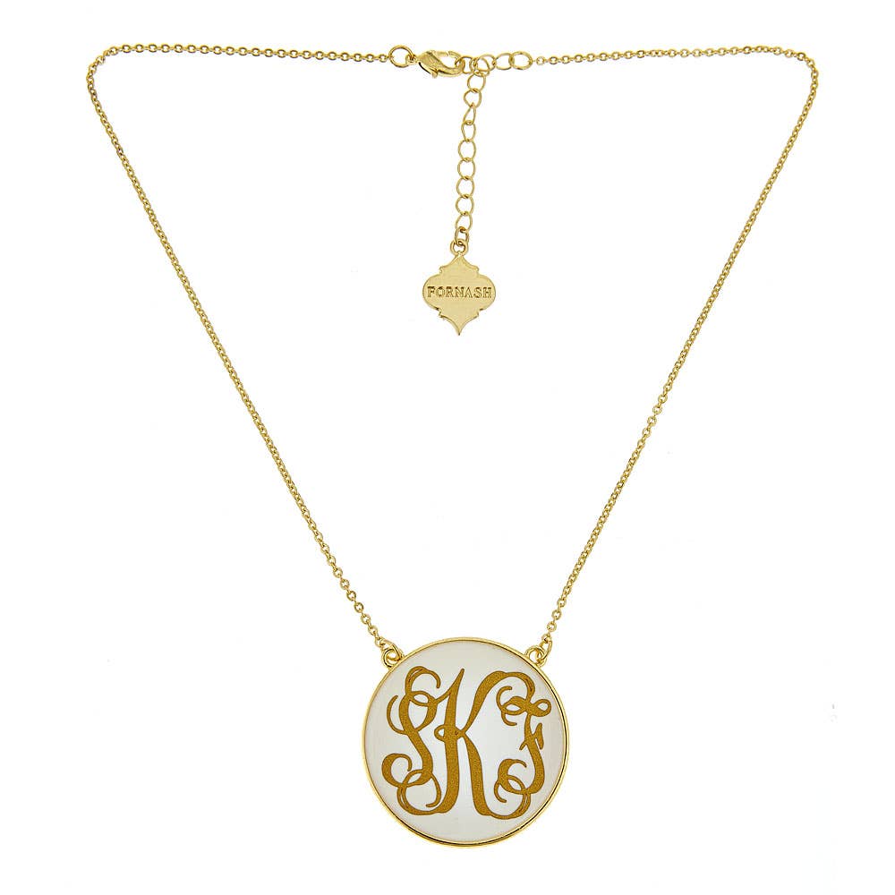 Fornash - Wholesale Pendant/Charm Necklace - Monogram Gold Enamel Soft Chain Necklace5