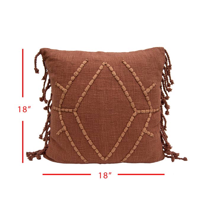 Foreside Home & Garden - Wholesale Throw/Decorative Pillow - Frida 18x18 Rust Cotton Fall Decor Filled Pillow4