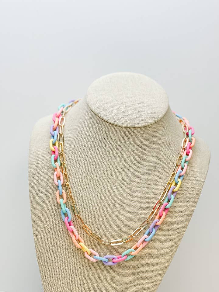 Multilayered Gold & Silicone Chain Necklaces for wholesale by Prep Obsessed Wholesale