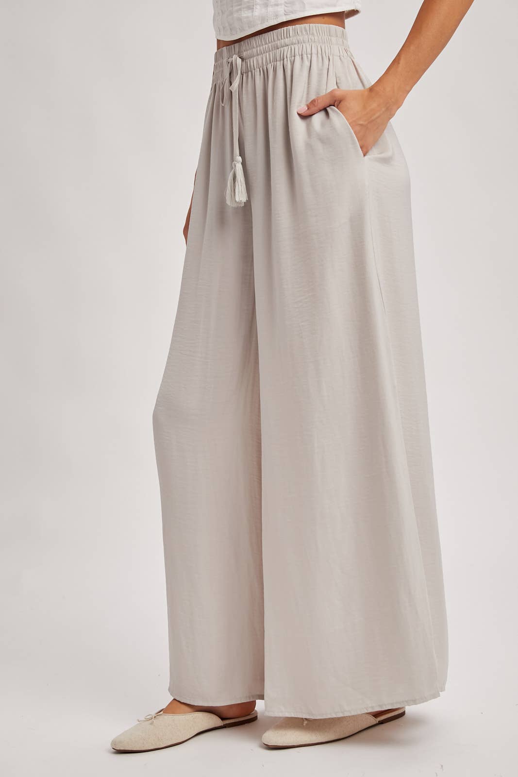 Bluivy - Wholesale Pants - Women's - SILKY PALAZZO WIDE LEG PANTS7