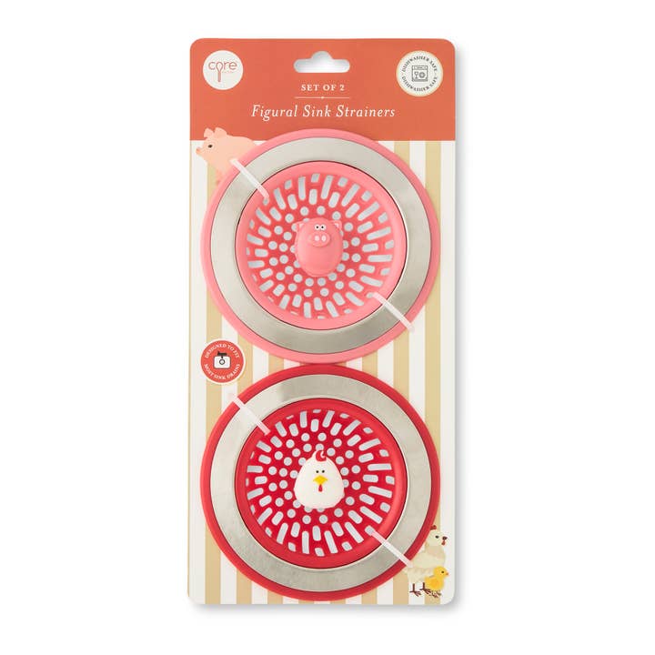 Core Home - Wholesale Sink Strainer/Stopper - 2pc Figural Sink Strainer - Pig/Chicken