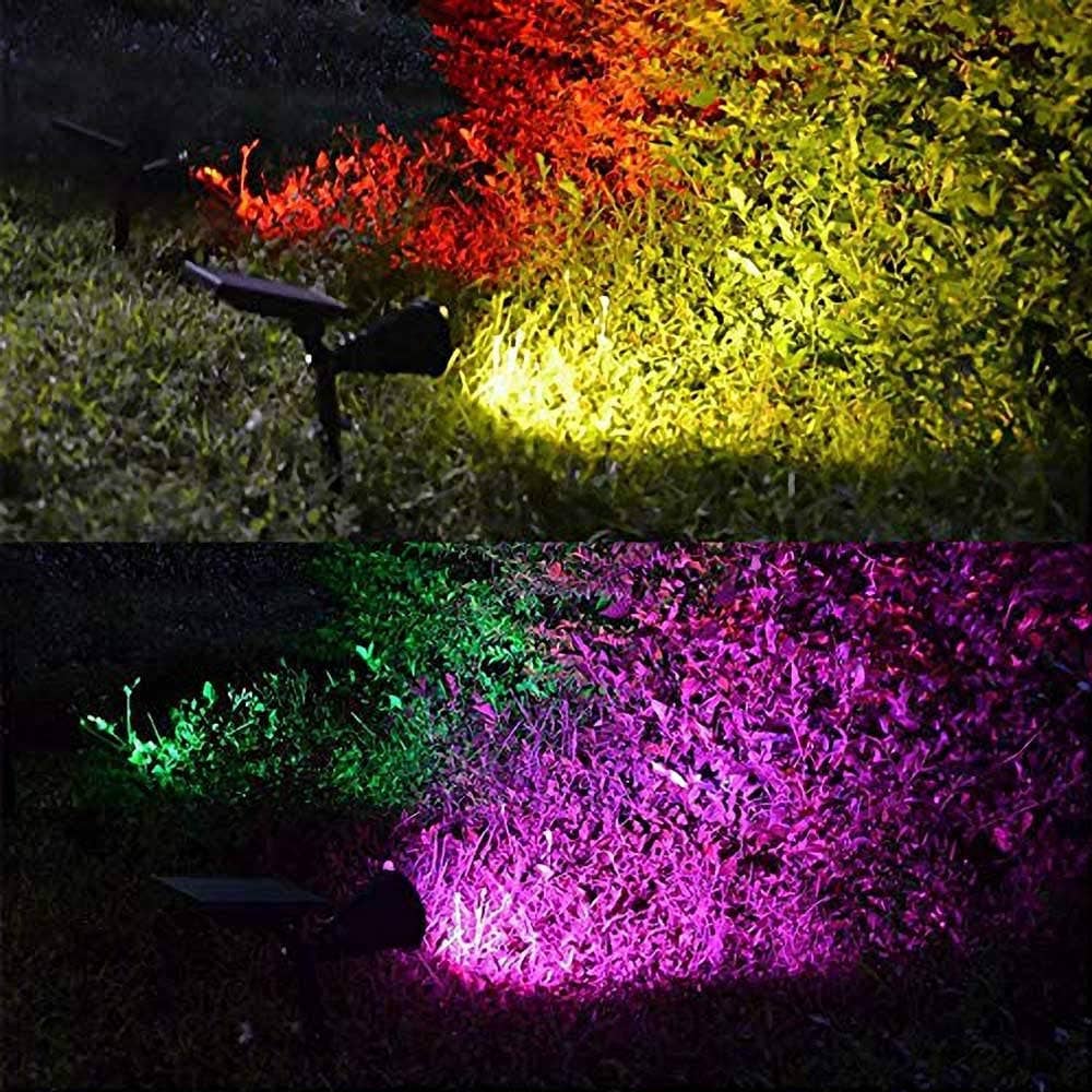 ENER-J – Großhandel Außen-/Gartenleuchten – 2er-Set LED-Solarstrahler 7W mit RGB, 1800 mAh Akku1
