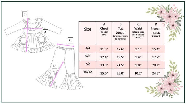 Adorable Sweetness - Wholesale Top & Pant Set - Kids - Kids Sage Floral Pocket Two Piece Bell Bottom Ruffle Set8