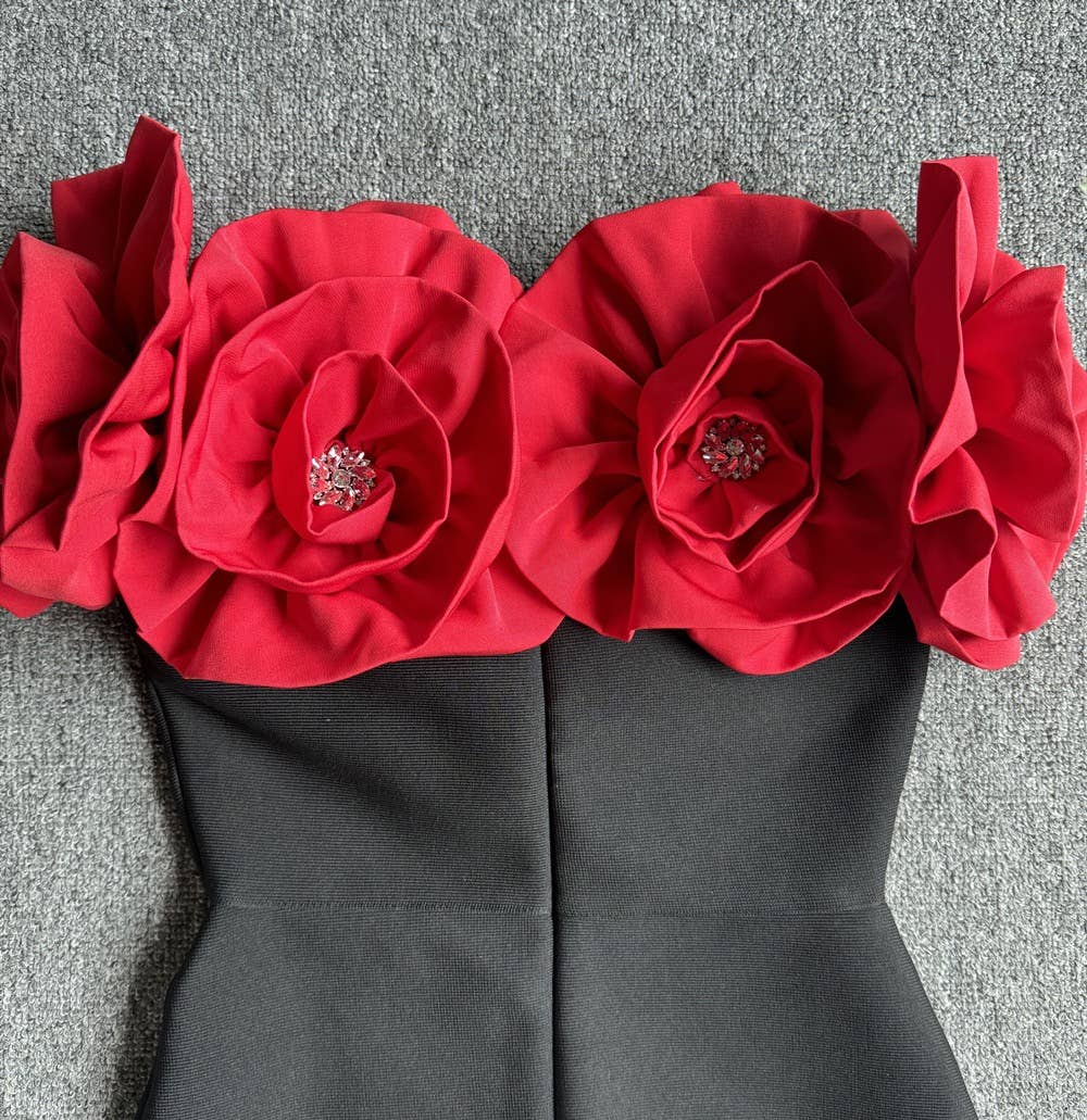 Productseeker – wholesale Klänning - Dam – DR0190 Elegant blommig bandageklänning - svartvitt20