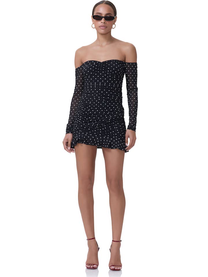 Adrian Dress - Noir Dot por atacado de AFRM