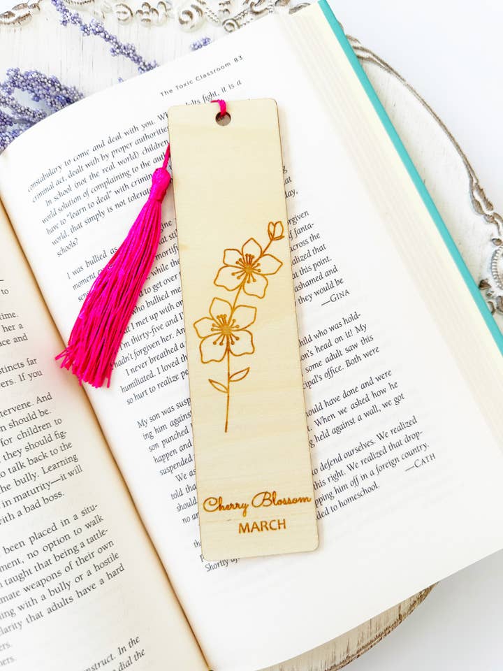 Set of 12 Wood Birth Flower Bookmarks for wholesale by Falcon Ridge Designs LLC