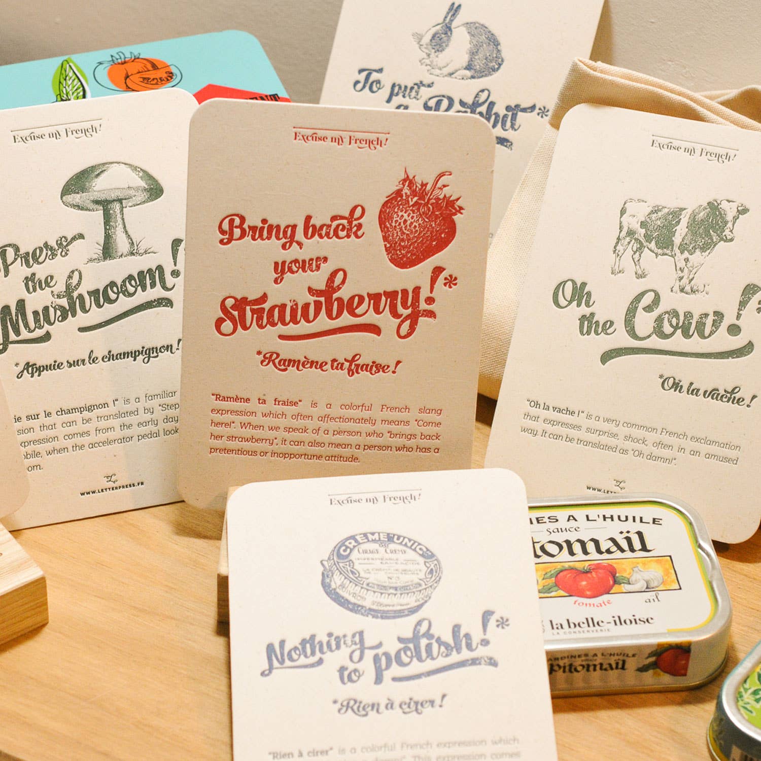 L'Atelier Letterpress – wholesale Vardagliga hälsningskort – Boktryckt kort med texten "Press the Mushroom"4