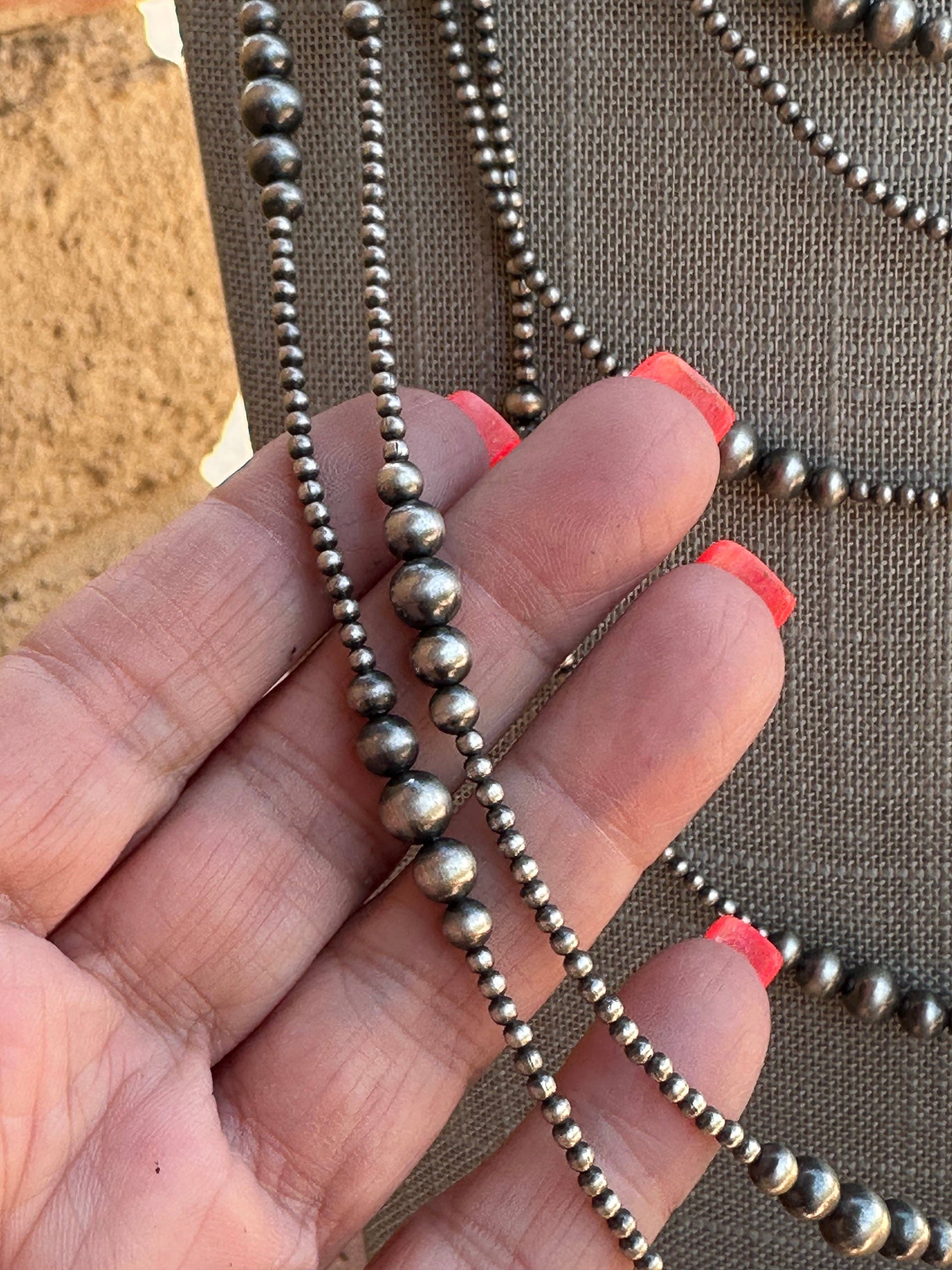 Nizhonitradersllc - Wholesale Beaded/Pearl Necklace - Handmade Graduated Sterling Silver Graduated Bead Beaded Necklace4