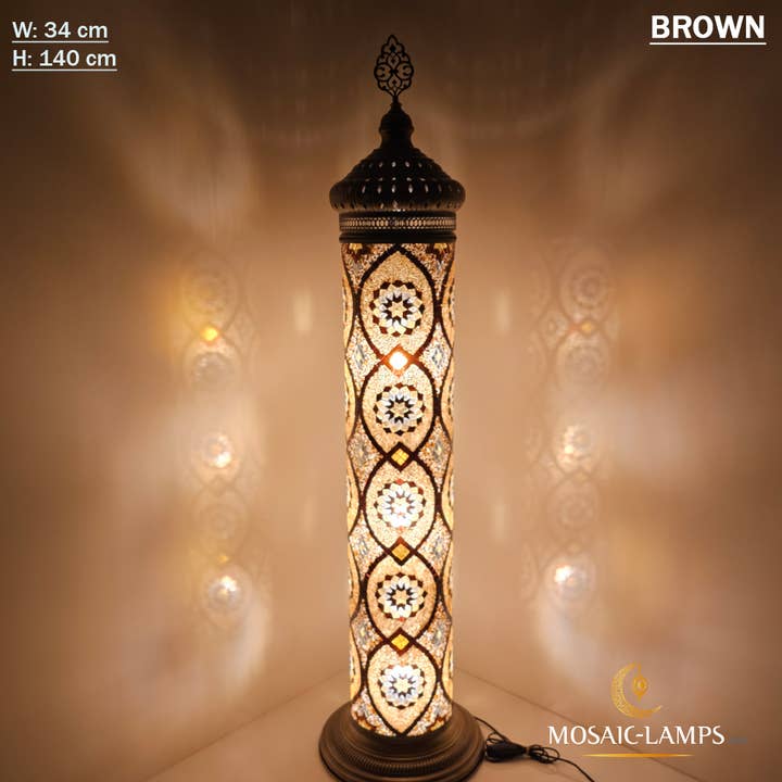Mosaic Lamps - Wholesale Floor Lamp - 140 cm Turkish Moroccan Authentic Cylinder Mosaic Floor Lamp