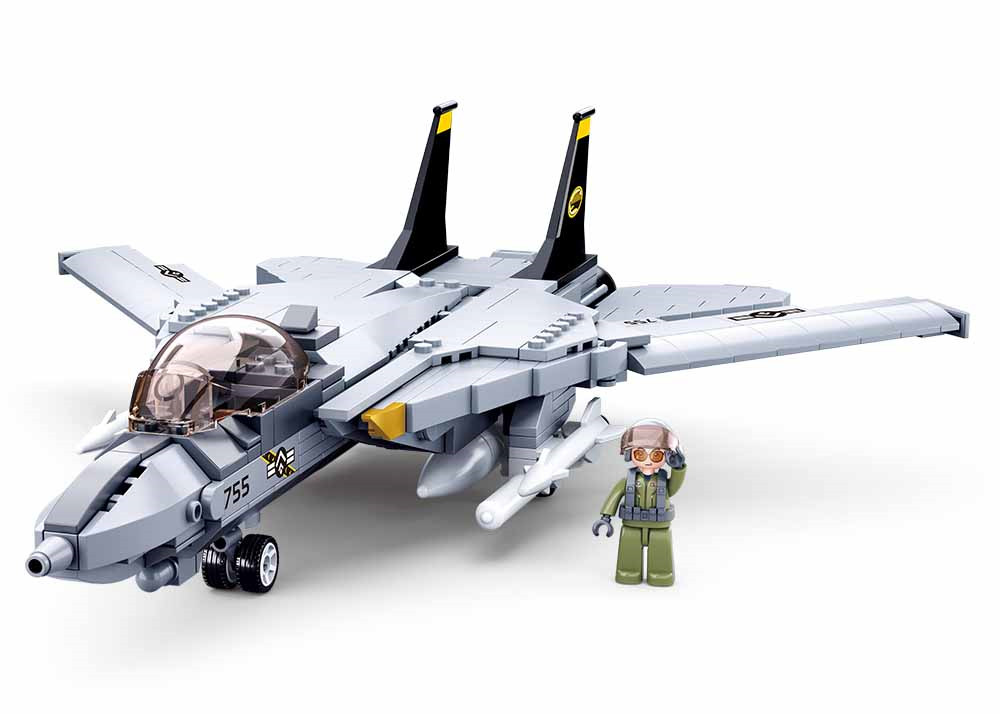 Texas Toy Distribution - Wholesale Building Set - Kids - Model Bricks F14 Fighter Jet Building Brick Kit (396 Pcs)1