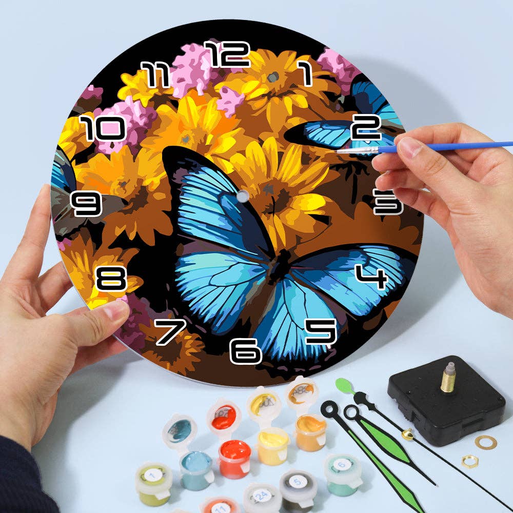 Paint Your Numbers - Wholesale DIY Craft Kit - Paint the Moment – Butterfly Bloom Clock Kit9
