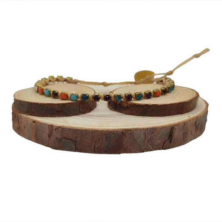 Petits bracelets à chaîne en cristal - Multi Oriental pour la vente par QUÉ MÁS JEWELS