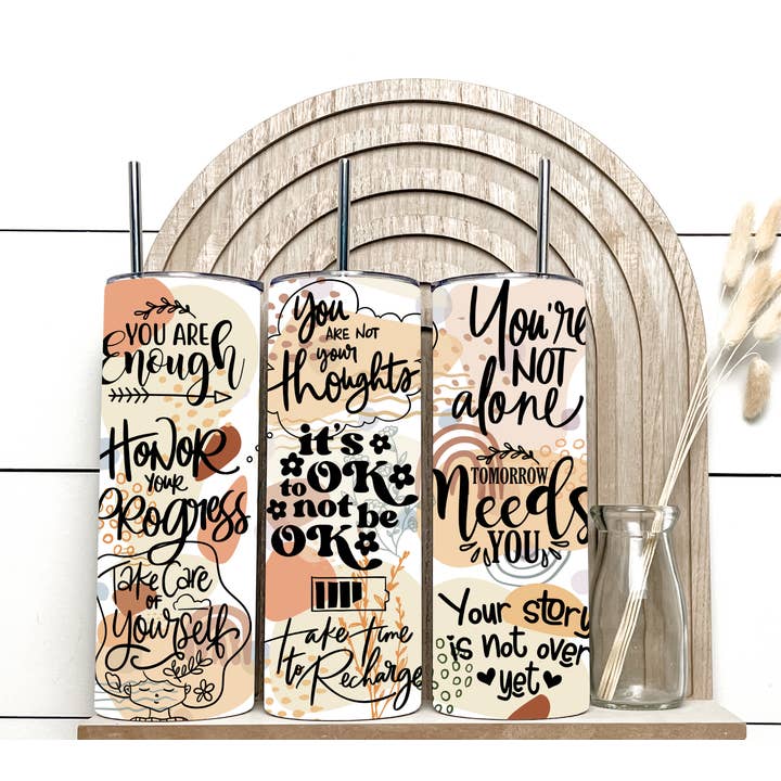 Mental Health Affirmations Isolierter 20-Unzen-Becher für den Großhandel von Bag It Up Boutique