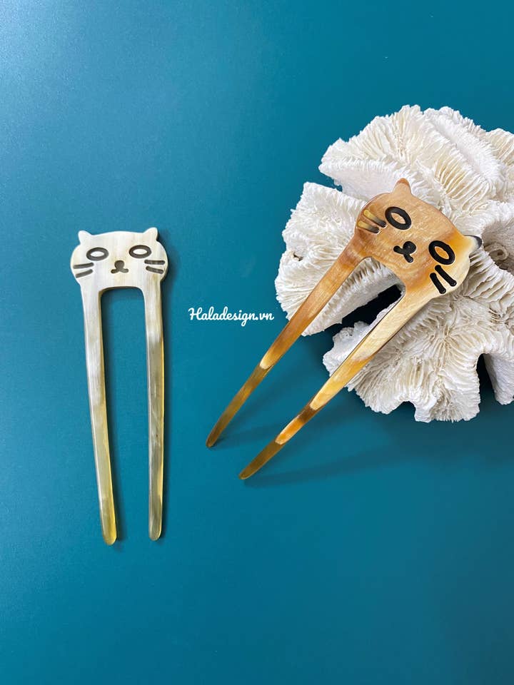 Kawaii Cat Horn Hair Stick - Cute Kitty Cat Hair Pick for wholesale by Hala Design