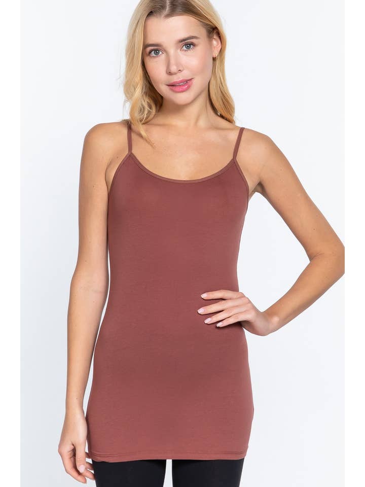 Active Basic | Active USA - Wholesale Camisole - Women's - Basic Tunic Cami w/adjustable Spaghetti Straps15