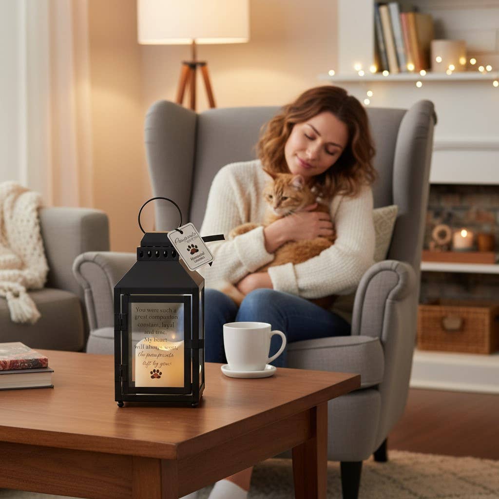 The Grandparent Gift Co. Inc. - Wholesale Lantern - Pawprints Left By You Memorial Pet Loss  Lantern 60682