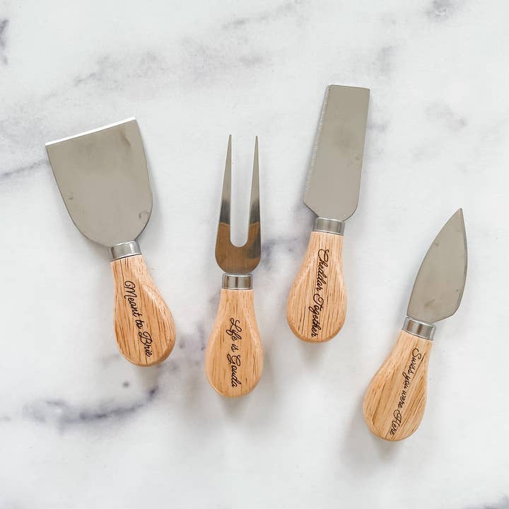 Cheese Pun Charcuterie Knife Set for wholesale by Wood & Ash
