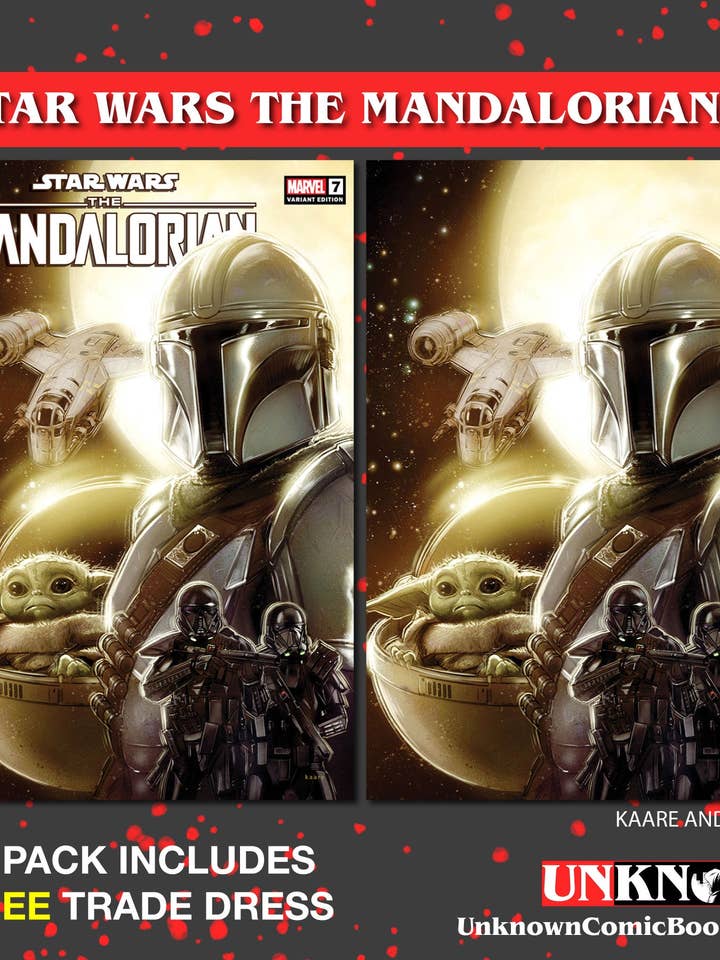 PACOTE DE 2 **VESTIDO DE COMÉRCIO LIVRE** STAR WARS: THE MANDALORIAN #7 UNKNOWN COMICS KAARE ANDREWS EXCLUSIVE VAR (01/11/2023) por atacado de Unknown Comics